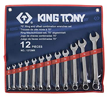 KING TONY 1272MR Ringmaulschlüsselsatz mit Nylon-Beutel, 6-22 mm, 12-teilig