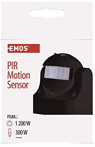 EMOS Infrarot-Bewegungsmelder IP44 für Außen, 12m Reichweite, 180 Grad Detenktionsbereich, schwarz, G1125