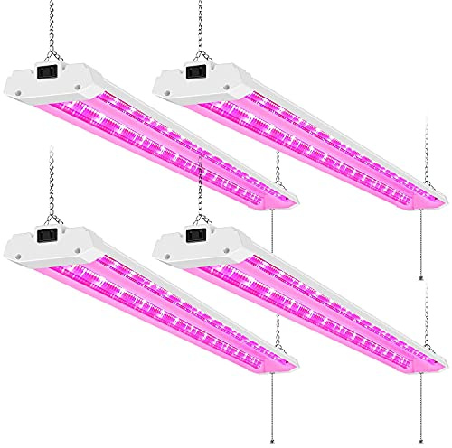 AntLux 4FT LED Grow Lights 50W Full Spectrum Integrated 4 Foot Growing Lamp Fixtures for Greenhouse Hydroponic Indoor Plant Seedling Veg and Flower, Plug in, on/Off Pull Chain Included, 4 Pack