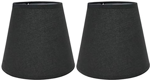 Eastlion 2 Stück Lampenschirme E14/E27 für Tischleuchten Wandleuchten Kristall-Kronleuchter Lampenschirme Obere 10 cm x Höhe 14 cm x Untere 16 cm,Schwarz