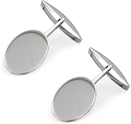 Gemelli da Polso Ovali Personalizzati in Argento 925, Incisione Gratuita Inclusa Argento
