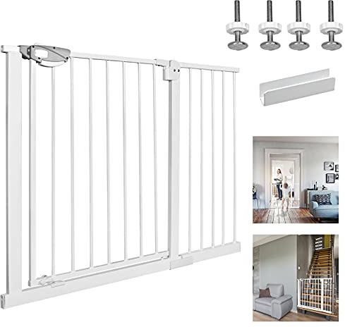 YRHome Türschutzgitter ohne Bohren Treppengitter Treppenschutzgitter für Kinder Türgitter Auto-Close 180° Zweiwegeöffnung Baby Schutzgitter für Baby Kinder, 105-115 cm breit Weiß