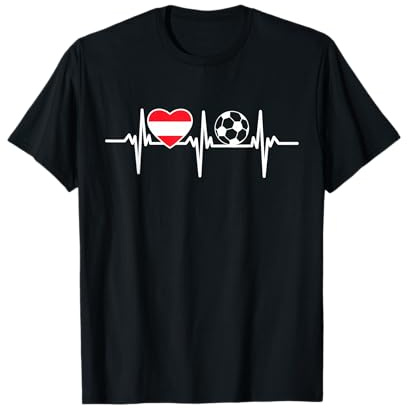 Herzschlag Fußball Österreich Flagge - Fußballer T-Shirt