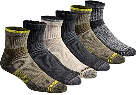 Eddie Bauer Men's Dura Dri Moisture Control Quarter and No Show Socks, 6 Pairs, Quarter Length Olive Assorted (6 Pairs), Large