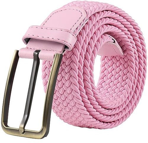 BOZEVON Cinturón Trenzado Elástico - Cinturón Trenzado Multicolor Elástico Tejido Casual Cinturones Vintage Cinturon de Tela Hombres y Mujeres Ancho 3.5cm