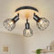 Kimjo Plafonnier Led Orientable - Luminaire Cuisine 3 Spot - Plafonnier Industriel Noir et Bois Plafond E14 - Rampe de Spots Applique Murale Chambre Sans Ampoule