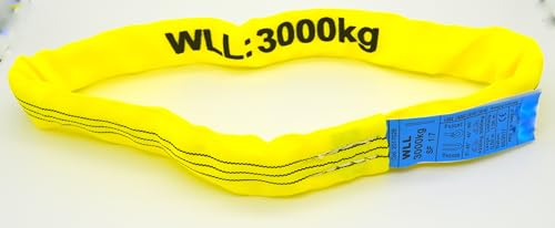 B teurobrecher - Rundschlingen 3t 3000 kg Umfang Hebebänder Hebeschlingen ENorm1492-2 gelb (3 m Umfang)