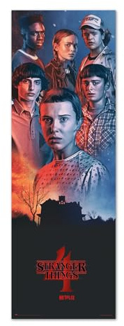 Grupo Erik Poster Türposter Stranger Things Poster Covers Kunstdruck - Deko Wohnzimmer oder Deko Schlafzimmer - Deko Zimmer - Größe : 53 x 158 cm - Offizielle Lizenz