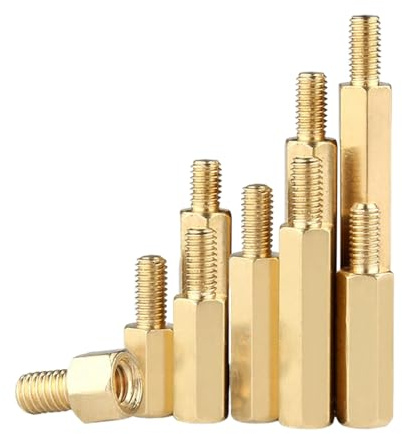 Perno prisionero de columna de aislamiento de columna de cobre hexagonal de un solo cabezal M2M3M4, M2.5x5+5mm, 50 piezas