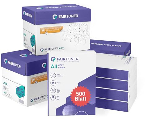 FairToner Kopierpapier 10.000 Blatt DIN-A4 80g, Weiß (20 x 500 Blatt / 20er Pack) Universal Druckerpapier