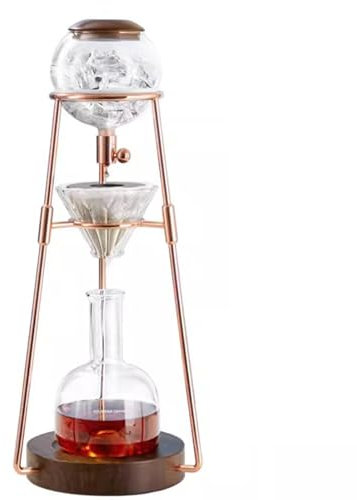 Dropptorn för kallbryggning, 500 ml droppkaffe med isdroppe, med 32 mm massiv träbas, högt borsilikat värmebeständigt glas, för kallt bryggt te och kaffe