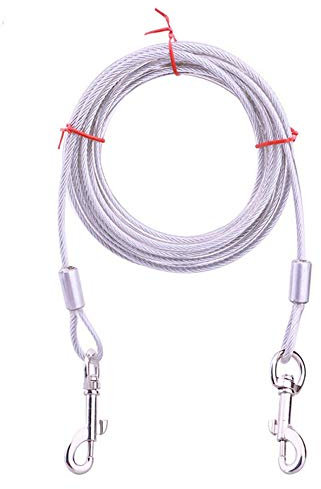 Cable de amarre para perros con ganchos de metal duraderos para patio al aire libre, camping, a prueba de óxido, 5 m