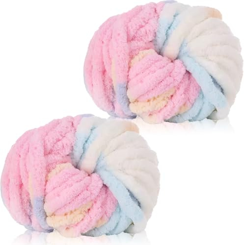 Chunky Knitting Wool 250g×2,Chenille Yarn for Crocheting&Knitting,Chunky Yarn for Crochet,Thick Wool for Blanket,Cushion,Pet Beds,Bags,Hats,Scarves