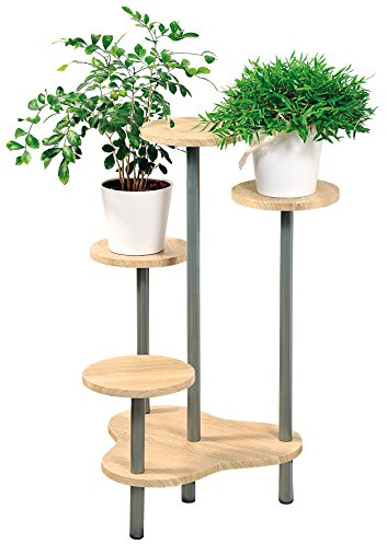 Kesper | Blumenständer, Material: Faserplatte, Metall, Maße: 46 x 64,5 x 72.5 cm , Farbe: Sononma Eiche Dekor, Silber | 17277 13