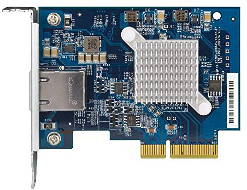 Qnap TVS-QXG-10G1T 10GbE PCIe Gen3 X4 Low Profile Bracket Pre-Installed Flat and Full Height Network Expansion Card with Clips