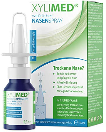 XYLIMED Natürliches Nasenspray 45ml | Mit Xylitol gegen Bakterien | Nasendusche & Meersalz Nasenspray Alternative | Ideal bei Allergie, Erkältung & Heuschnupfen