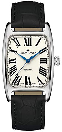 Hamilton American Classic Boulton Mechanical Men's Watch, 34mm x 38mm Stainless Steel Case, Swiss Made, White Dial Analog Wrist Watch for Men, 50m Waterproof, Sapphire Crystal, Cow Leather Strap
