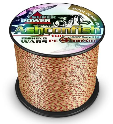 Ashconfish Angelschnur, extrem starker Seefischdraht, Abriebfest, geflochtene 100 m – 2000 m, 2,7 kg, 3,6 4,5 5,4 6,8 kg 136 4 Stränge und 8 Stränge, echte Farbechtheit Rot x Weiß