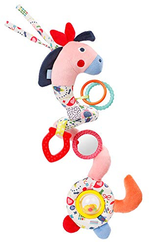 Fehn 055351 Activity-Spirale Pferd - Stoff-Spirale mit Lernfunktionen zum Greifen, Fühlen, Spielen – fördert Greif-, Tastsinn & Motorik – für zuhause & unterwegs, für Babys ab Geburt
