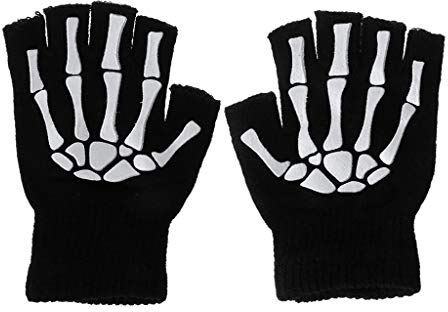 WOWOWO Guanti da Ciclismo Bambini Sport all'Aria Aperta Bicicletta Mezze Dita Scheletro Morbido Protettivo