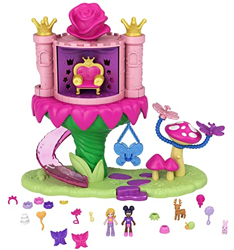 Polly Pocket GYK43 - Regenbogen-Einhornspaß Feenflug, 2 Puppen und 15 Überraschungen, Spielzeug ab 4 Jahren