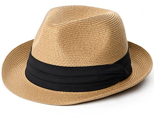 FURTALK Fedora Damen Panamahut Herren Strohhut im Trilby-Look Sommerhut Verschiedene Größen Strandhut