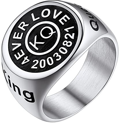 Custom4U Grosse Chevaliere Nom Personnalisable Monogramme Homme Acier Inoxydable Bague Sceau Signet à Graver Idée Cadeau pour Anniversaire Noël Valentin 72