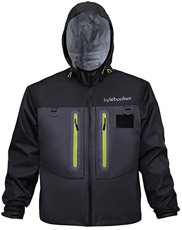 Kylebooker Fliegenfischen Waten Jacke Outdoor-Aktivitäten wasserdicht Wader Jacken für Männer und Frauen（XL,Schwarz）