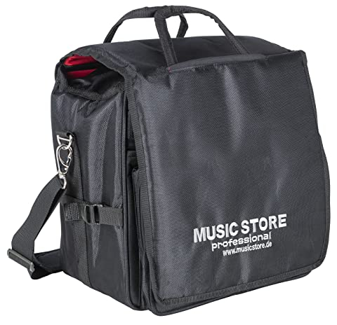 Music Store LP Bag, Wasserabweisende Vinyl Tasche, Schwarz, Robustes Kunststoff, Platz für 40 LPs, Fronttasche, Abnehmbarer Tragegurt, Ideal für DJ-Gigs, Plattenladen-Besuche