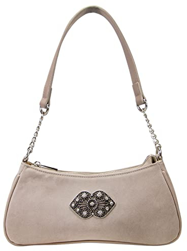 Alpenflüstern Trachtentasche Lissy - Damen Trachten Handtasche, Schultertasche fürs Dirndl, Tasche zur Tracht, Dirndltasche (taupe-grau) DTA095