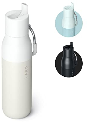 LARQ Bottle Flip Top 25oz - Insulated Stainless Steel Water Bottle with Straw | BPA Free | Reusable Water Bottle for Sports, Gym, and Travel | Keep Drinks Cold, Granite White