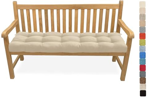 Lsjoaw Bankauflage Bankkissen 45X45X6CM Sitzauflage Sitzkissen Bank Bankpolster Sitzpolster Auflage für Gartenbank Sitzbank & Hollywoodschauke Outdoor/Indoor,Color#1 Cremefarben