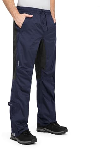 Höhenhorn Pluvia - Pantalón impermeable para hombre, con funda de transporte, columna de agua de 5.000 mm, pantalón transpirable para exterior, azul oscuro, XL
