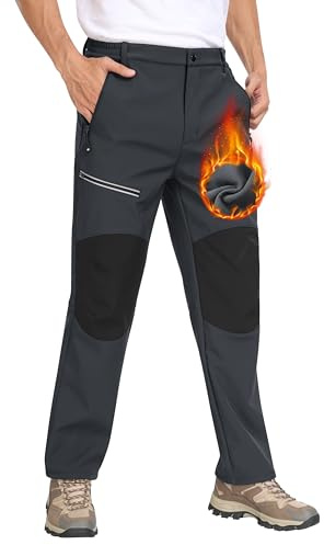MoFiz Herren Wanderhose Warm Gefüttert Outdoorhose Wasserdicht Skihose Softshellhose Winddicht Arbeitshose für Winter