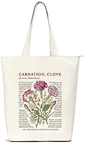Lidxfeo Canvas Tote Bag mit Reißverschluss, Faltbar Einkaufstasche Große, Baumwolle Stofftasche Aesthetic Damen, Jutebeutel Bedruckt mit Innentaschen, für Arbeit, Einkaufen, Schule und Alltag
