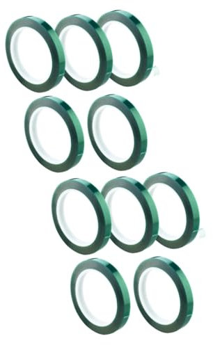 NIYANGLE 10pezzi Nastro Adesivo Pet Verde Alta Temperatura Per Mascheratura e Isolamento Elettronici Resistente Ad Acidi e Corrosione