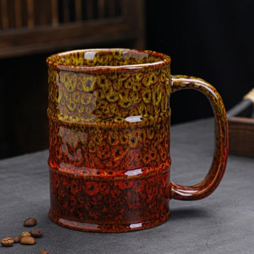 hengshukeji Beer Mugs-Coffee Mug,Large Ceramics Coffee Mugs,600ml/20oz,Extra Large Tea and Coffee Cup for Office and Home，Microwave And Dishwasher Safe (Gelb)