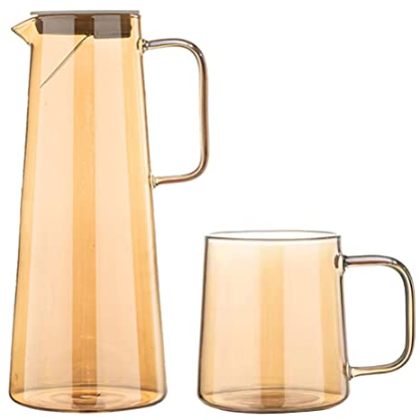 Barattolo di vetro con coperchio Teiera in vetro Bollitore trasparente Comodino in vetro Bottiglia d'acqua in ambra Bollitore per bevande Grande bollitore per tè con coperchio Tazza con filtro per