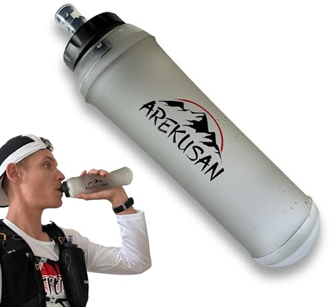 500ml TPU Faltbare Trinkflasche Sport, Soft Flask, Wasserflasche BPA-Frei Geschmacksneutral, Sportflasche für Trinkrucksack Fahrrad, Wandern, Joggen, Trekking, Camping, Outdoor und Klettern Trinkblase