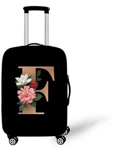 Muiuou Elastisch Reise Kofferhülle Kofferschutzhülle, Anfangsbuchstabe Gedruckt Design Koffer Schutzhülle mit Reißverschluss Waschbar Gepäck Cover Kofferschutz-Bezug (XL (30-32 Zoll),F)