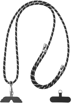 GOODAYY Cordino per Cellulare, Lunghezza Regolabile Cinturino del Telefono con 1 Metallo e 1 Nylon Patch Durevole, Accessori del Telefono Universale Cordino per il Polso del Collo (Nero)