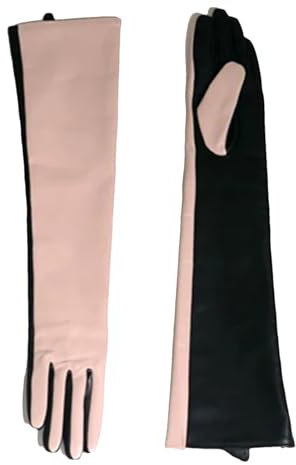 Klassische Schlichte Lange Abend Lederhandschuhe Für Damen pink 50 cm S