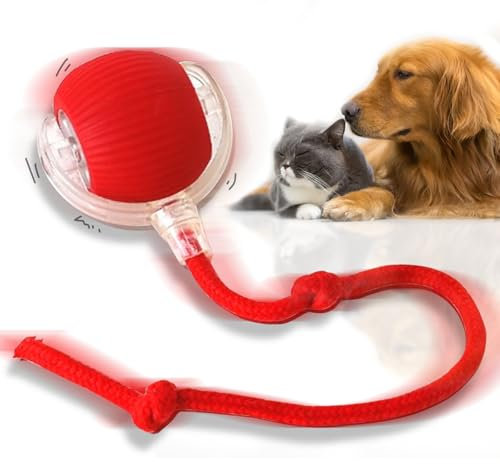 TZQFROCE Interaktives Hundespielzeug Hunde Ball Spielzeug Automatisch Rollender Ball mit Schwanz für Katzen 3 Arbeitsmodi 360° Rolling Intelligentes Katzen-Spielzeug für Katzen Und Hunde