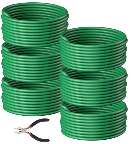 GTNCE 3,5 mm x 30 m Bindedraht Gummiert, Pflanzenbinder Grün mit Bindezange, Pflanzendraht Gummier, Blumendraht Weich, Gartendraht, Bindedraht Ummantelt zum Bündeln von Pflanzen & Bäumen