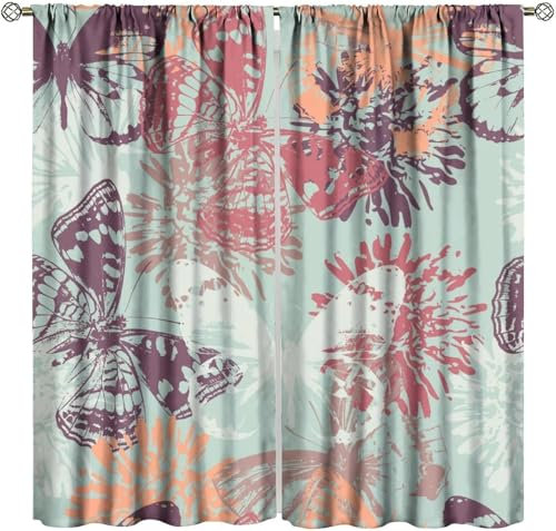 Vorhang, Kinderzimmer, 3D Blumentier Schmetterling 220X215 cm (B + H) Kindervorhänge Mit Ösen, Polyestervorhänge, Wärmeschutzvorhang, Blickdichter Vorhang Mit Ösen, Kindervorhänge Für Wohnz-185882629