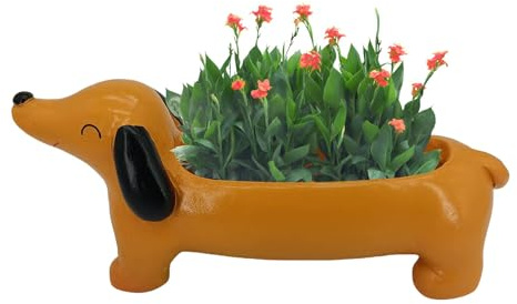 Macetas pequeñas para suculentas, macetero de Cactus, Maceta de Perro Salchicha de Resina, macetas de Flores de Animales de Dibujos Animados, macetero suculento de Perro Salchicha para Decor