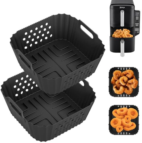 2 forros de silicona para freidora de aire Ninja de doble pila SL300UK, accesorios reutilizables de doble pila para Ninja 7.6L (tipo 2)
