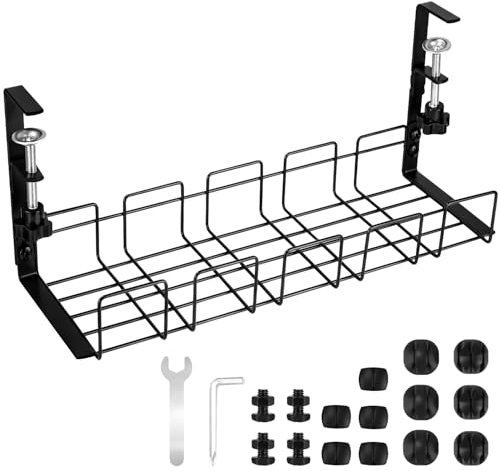 Kabelhantering skrivbord utan borrning, kabelkanal skrivbord av stål, kabelkorg klämbar, skrivbord kabelhantering, kabelhantering under skrivbord, skrivbordsförvaring för kontor/hemmakontor