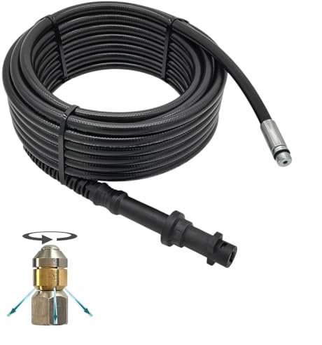 M&M Smartek Tuyau de nettoyage de canalisations de 20 m pour Kärcher Home K2 K3-K7 - Kit de nettoyage de tuyaux spirale (buse de rotor)