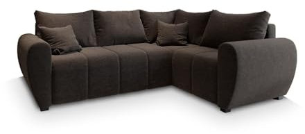 Masseno Ecksofa MADIOSN L R-S mit Schlaffunktion L-Form, Sofa mit Bettkasten, Wohnzimmersofa, Couch, Soffa, Bettsofa, Couchgarnitur- Braun, SAWANA 16